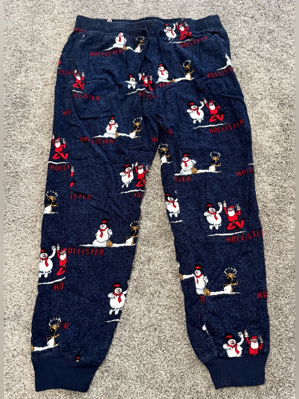 Hollister Mens Navy Snowman & Reindeer Pajama Pants